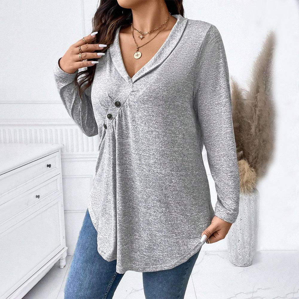 Irregular Asymmetric Long Sleeve Plus Size Blouse    