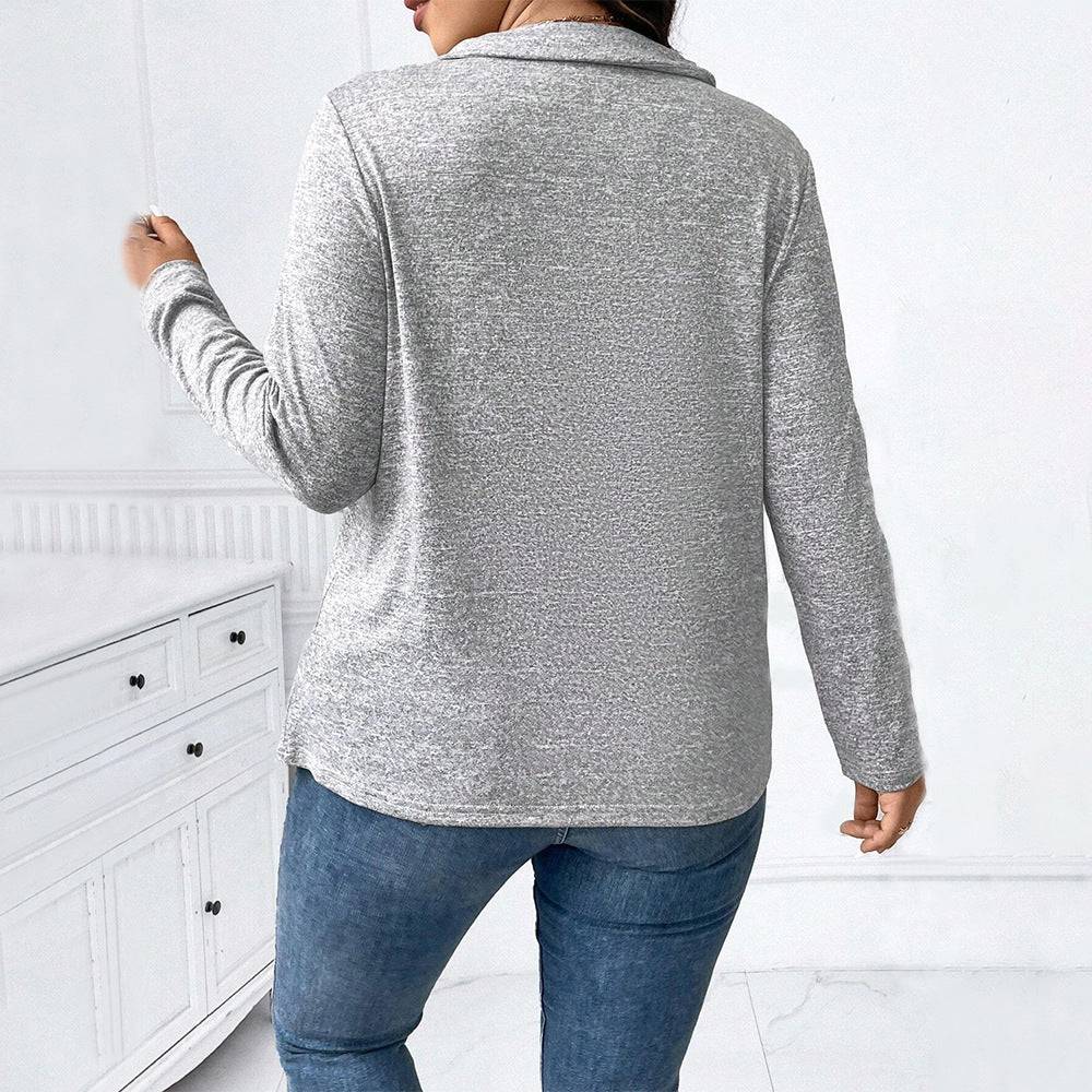 Irregular Asymmetric Long Sleeve Plus Size Blouse    