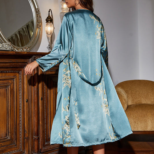 Elegant Lace-Up Satin Nightgown and Pajamas Suit    