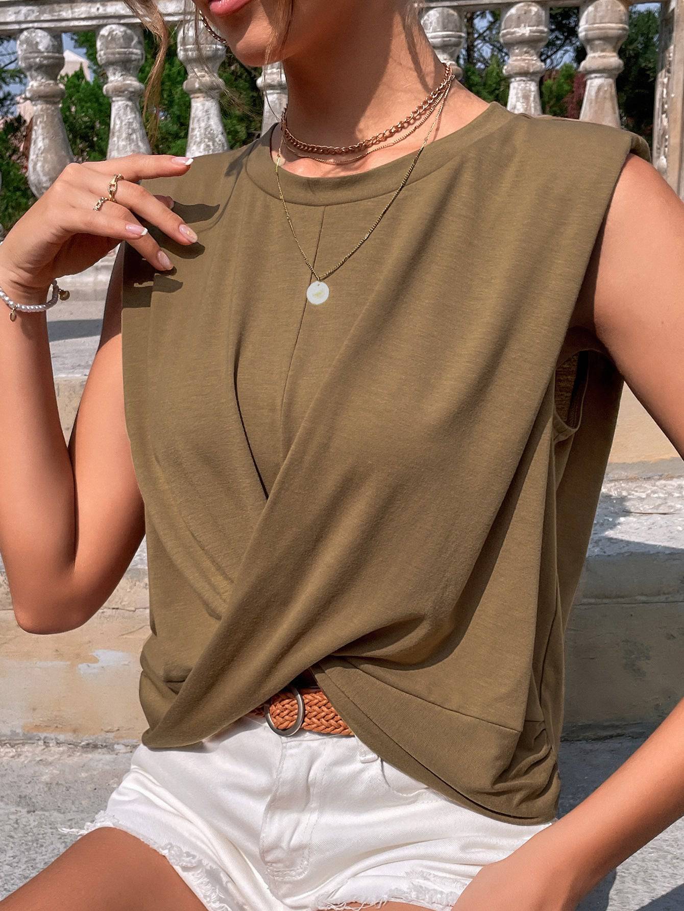 Sleeveless Solid Color Vest - Women's Casual Summer Top    