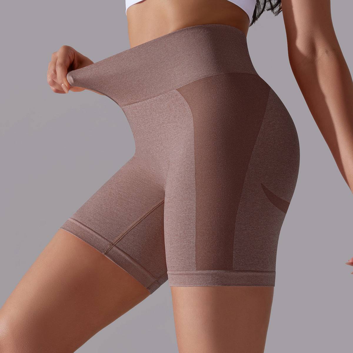 Seamless High Waist Jacquard Fitness Shorts for Women    