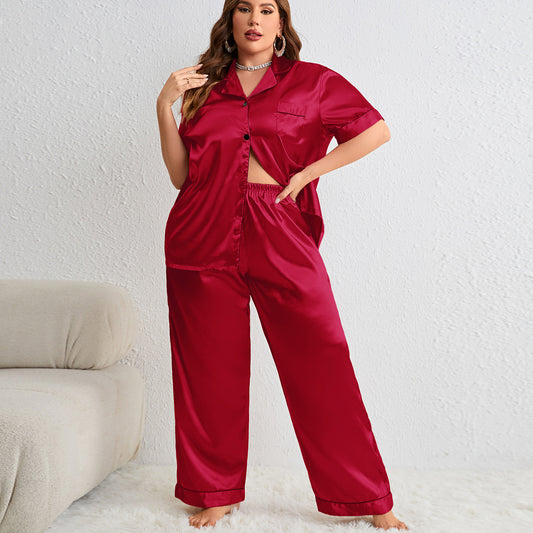 Elegant Plus Size Summer Two-Piece Pajama Set for Casual Wear    