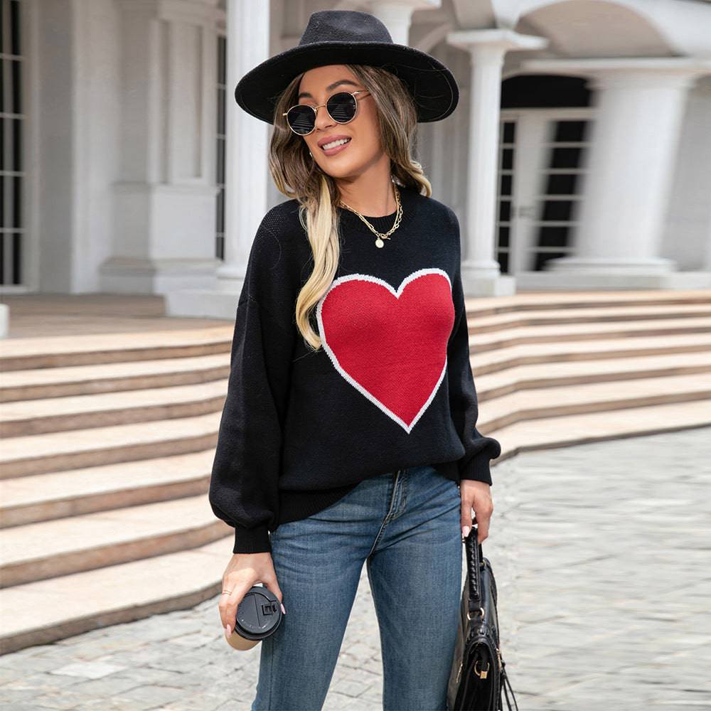 Valentine's Loose Fit Color Block Sweater    