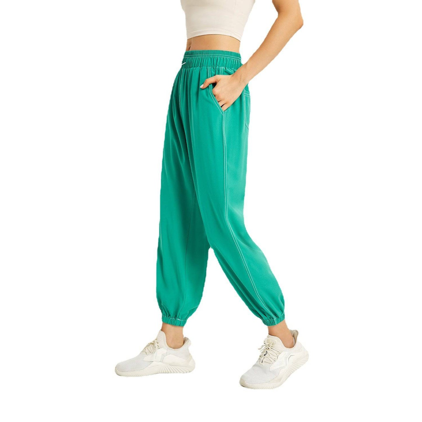 Summer High Waist Sporty Loose Fit Running Trousers for Women    