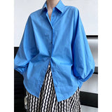 Spring Loose Fit Lantern Sleeve Shirt Top for Women    