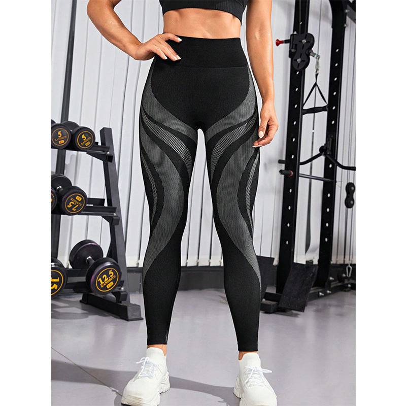 Sculpted Fit High Waist Yoga Pants with Peach Hip Design    