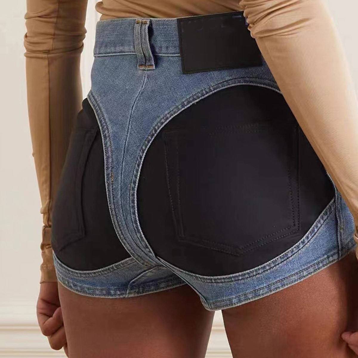 Fashionable Split Color Denim Shorts for Women - Summer Collection    