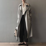 Long Trench Coat for Women Autumn Korean Elegant Loose Waist Tight Slimming Casual Coat for Women    