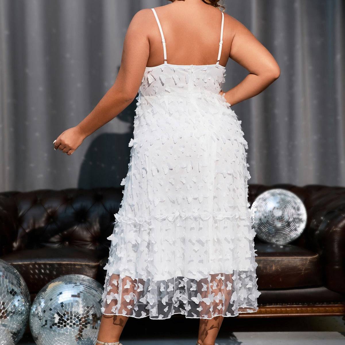 Sultry Plus Size Christmas Robe with Lace and Tulle Details    