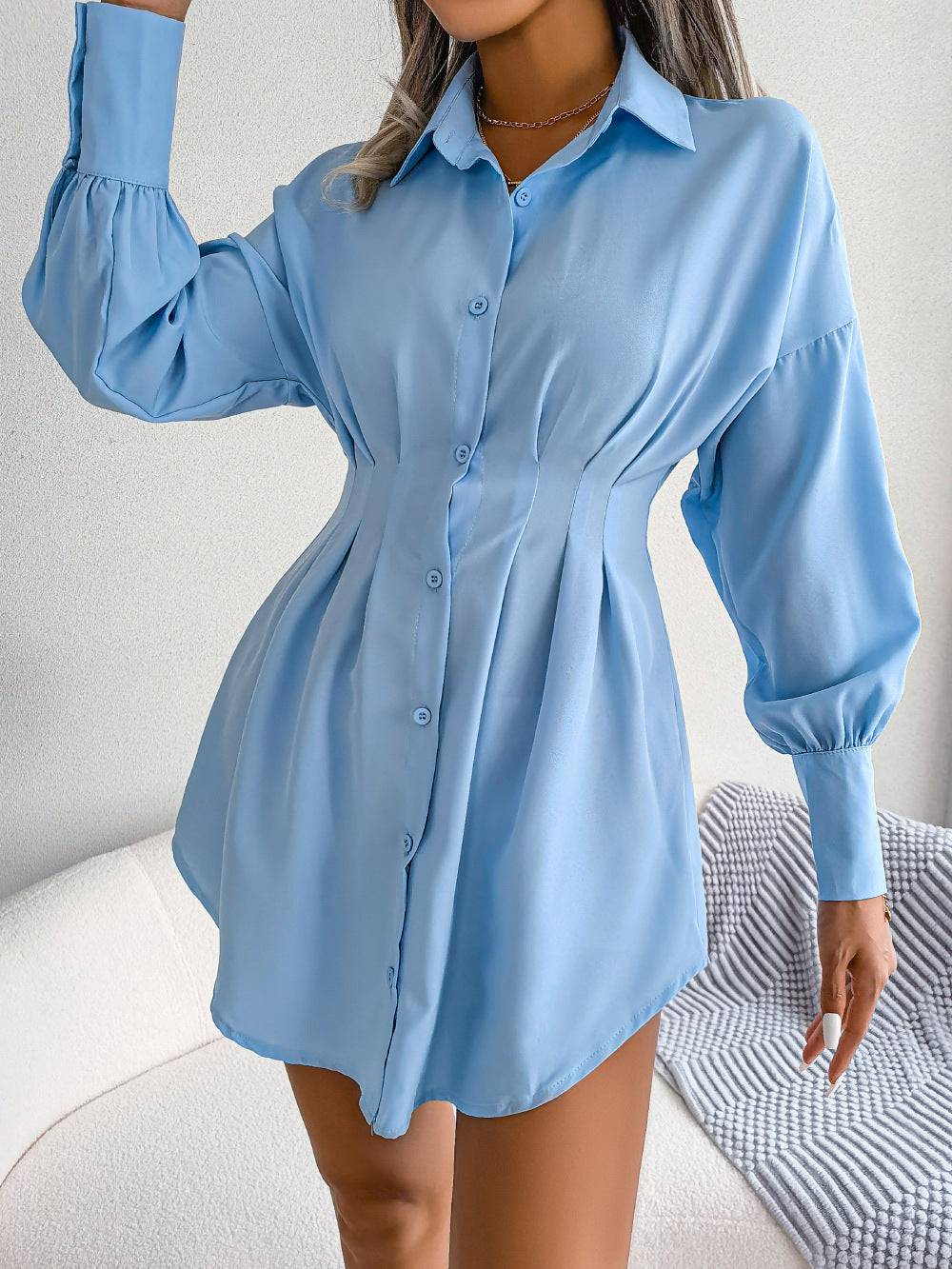 Stylish Asymmetric Shirt Dress: Perfect for Autumn-Winter Fashion-Oriented Women    