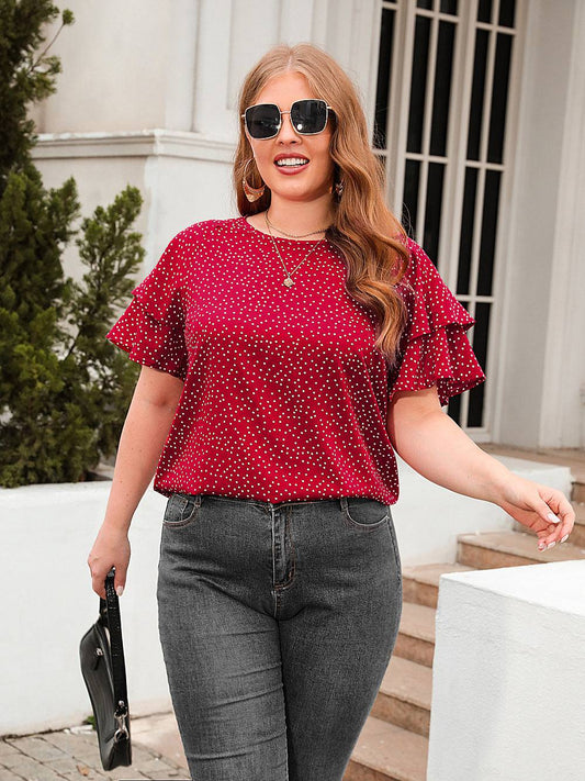 Stylish Plus Size Polka Dot Casual T-shirt for Women    