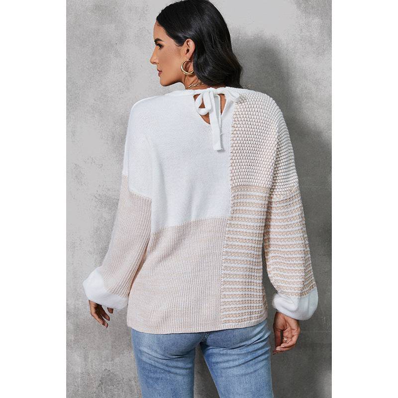 Trendy Cutout Sweater with Tied Long Sleeves    