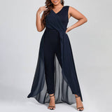 V-Neck Sleeveless Casual Jumpsuit for Women in Solid Color    