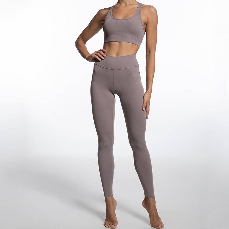 Yoga Fitness Set for Women: Slim Fit, High Waist, Sleeveless Top with High Rise, Full Length Pants    