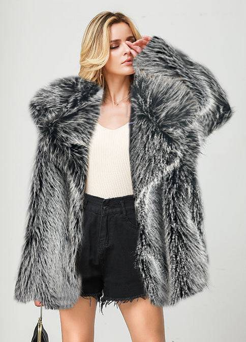 Elegant Mid-Length Faux Fur Coat for Stylish Winter Comfort    