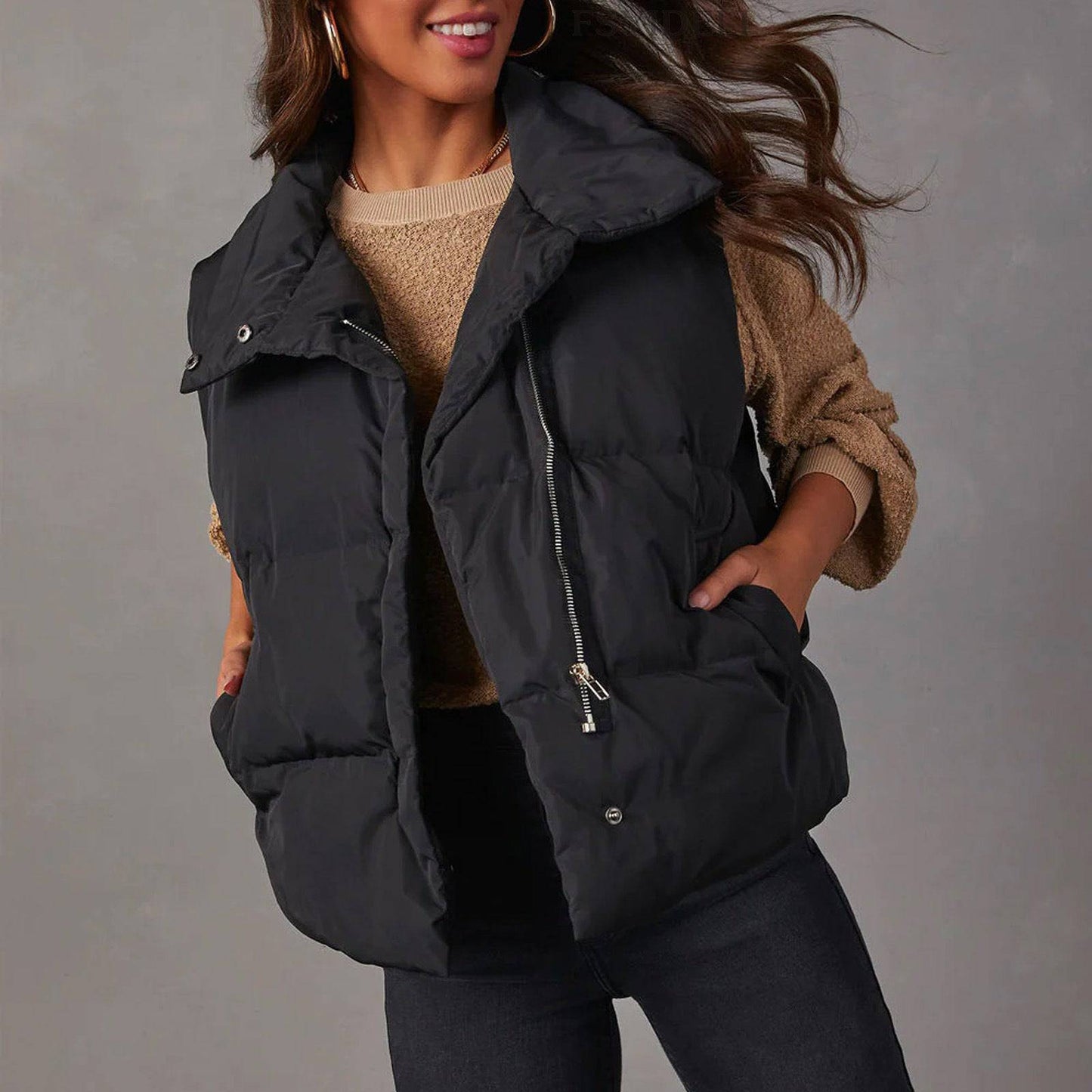 Stylish Sleeveless Padded Vest Jacket for Women - Autumn/Winter Collection    