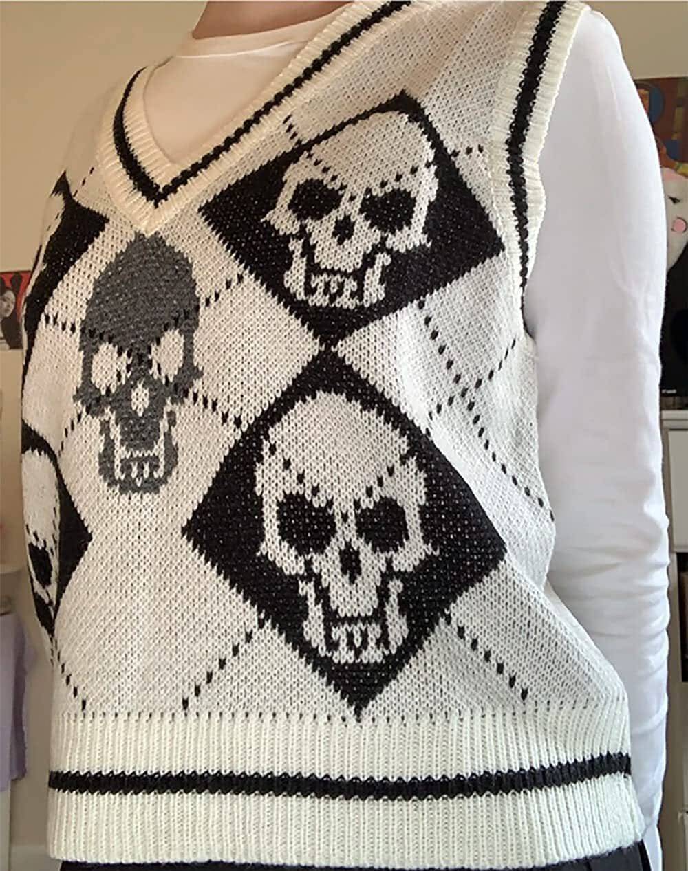 Knitted V-Neck Halloween Sweater for Women    