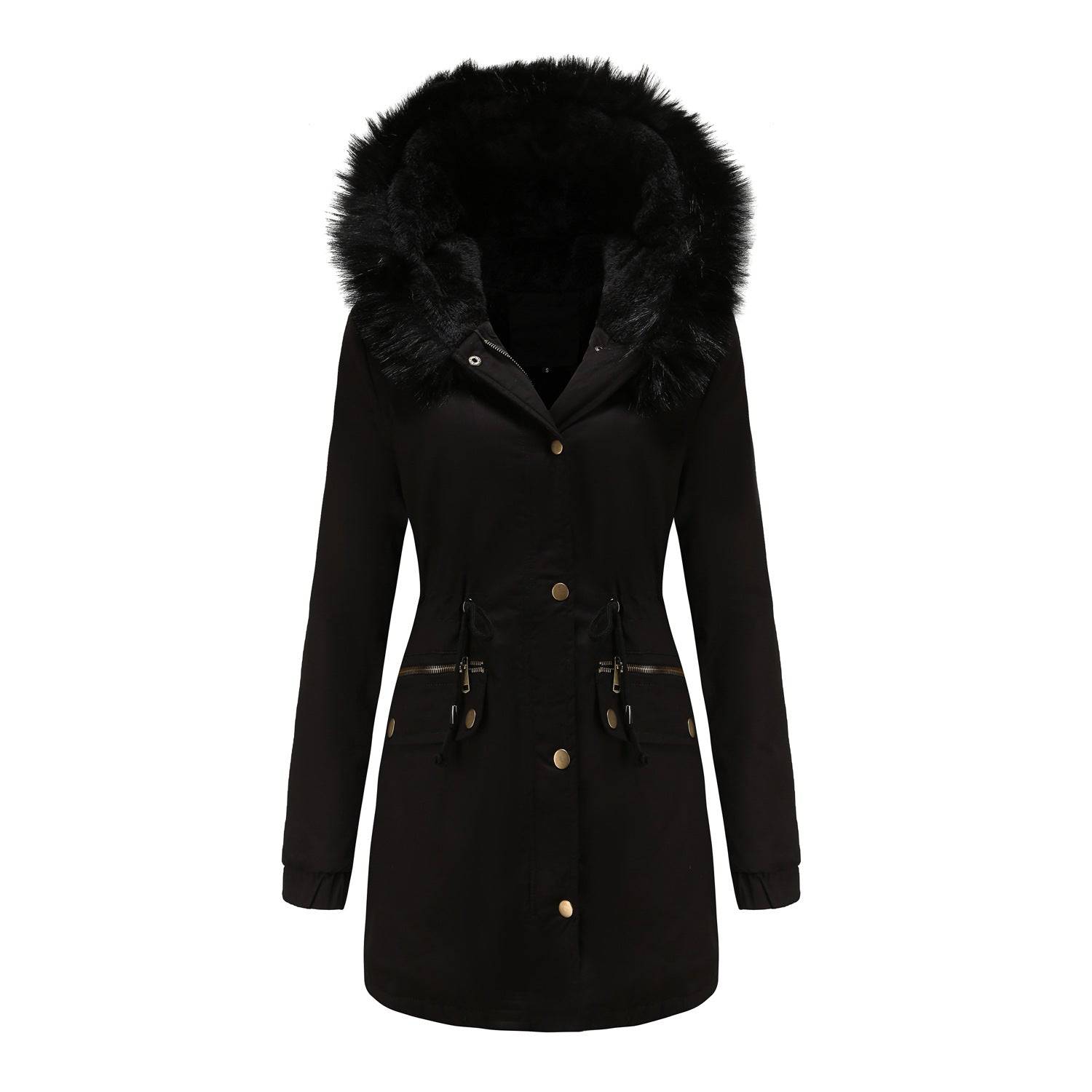 Warm and Stylish Plus Size Fur Collar Parka    