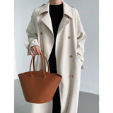 Main Promotion Autumn Draping British Loose Mid-Length over the Knee Trench Coat Female    