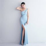 One Shoulder Fishtail Maxi Dress    