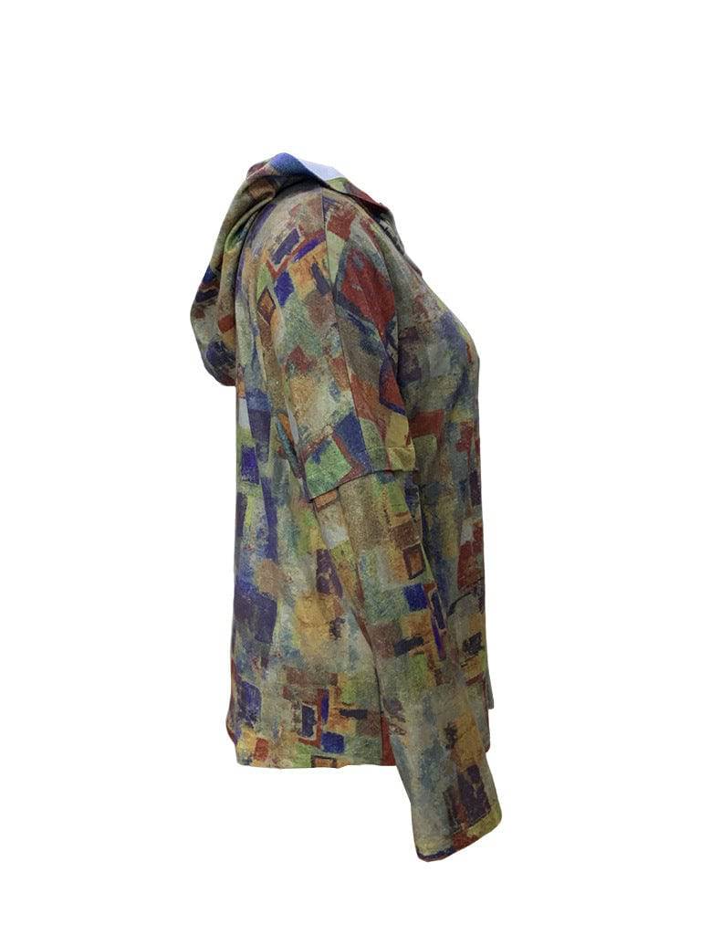 Printed Oversized Hooded Sweater for Plus Size Women    