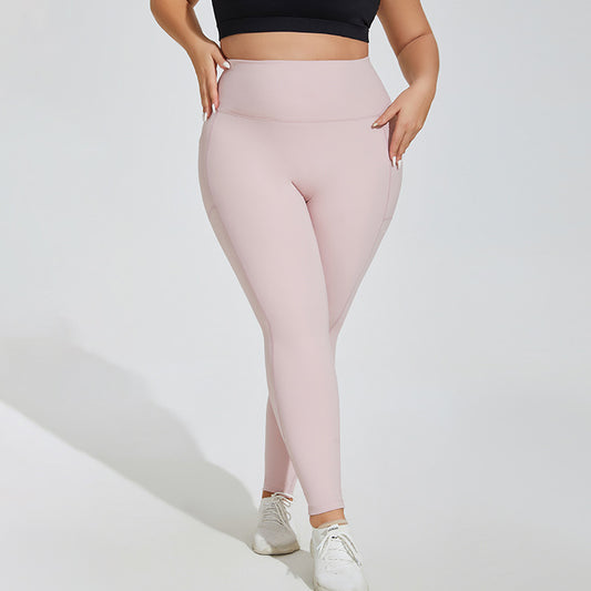 Letter Graphic High Waist Plus Size Yoga Pants with Pockets    