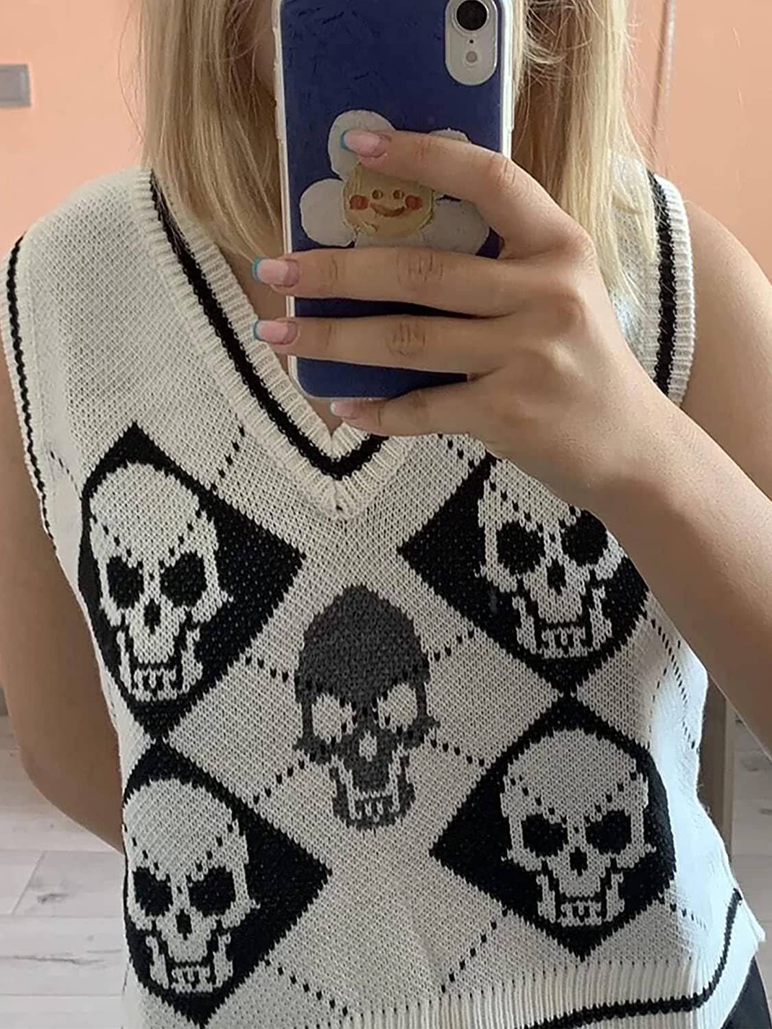 Knitted V-Neck Halloween Sweater for Women    