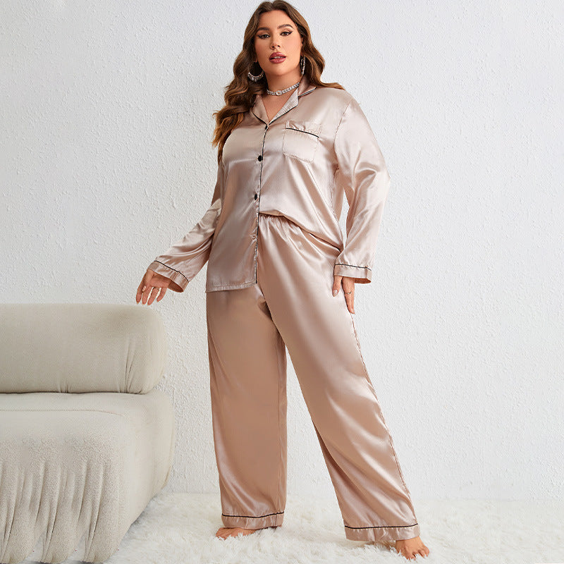 Silky Ice Silk Plus Size Pajama Set    