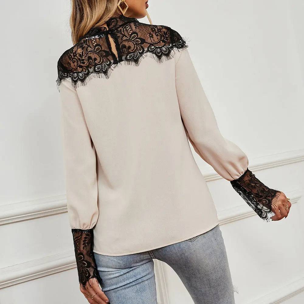 Elegant Lace Stitch Pullover with Long Sleeves - Spring/Fall Collection    