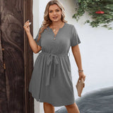 Flattering V-Neck A-Line Dress for Plus Size Women    