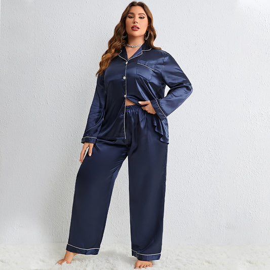 Silky Ice Silk Plus Size Pajama Set    