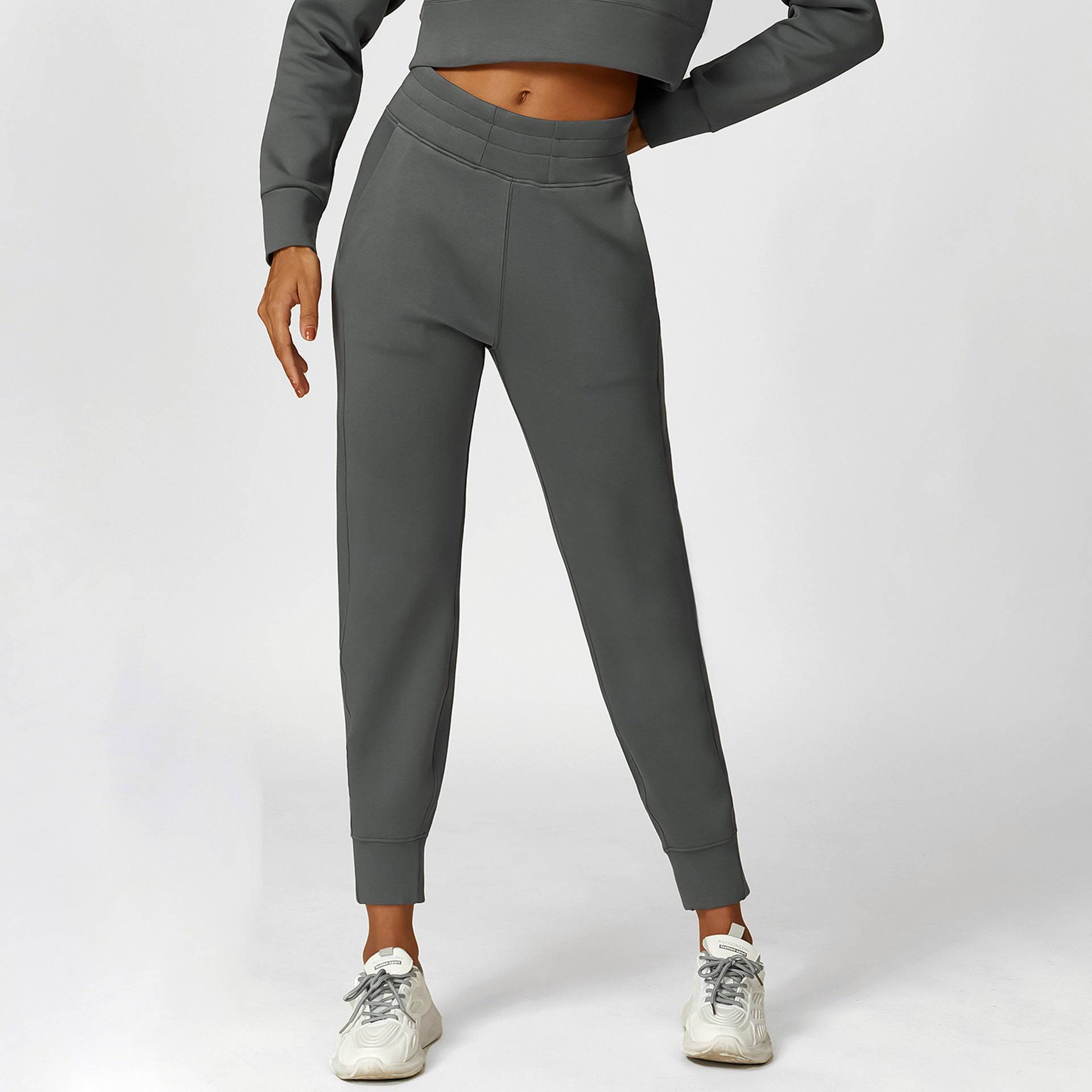 Solid Color High Rise Track Sweatpants for Women - Loose Fit Casual Trousers for Outdoor Running and Fitness    