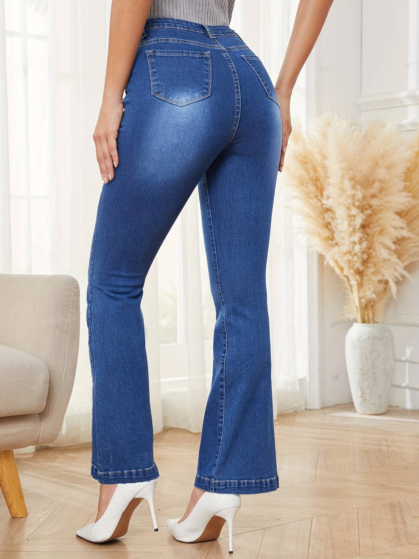 Jeans Women Splicing Office Straight Leg Pants Stretch Washed Jeans    