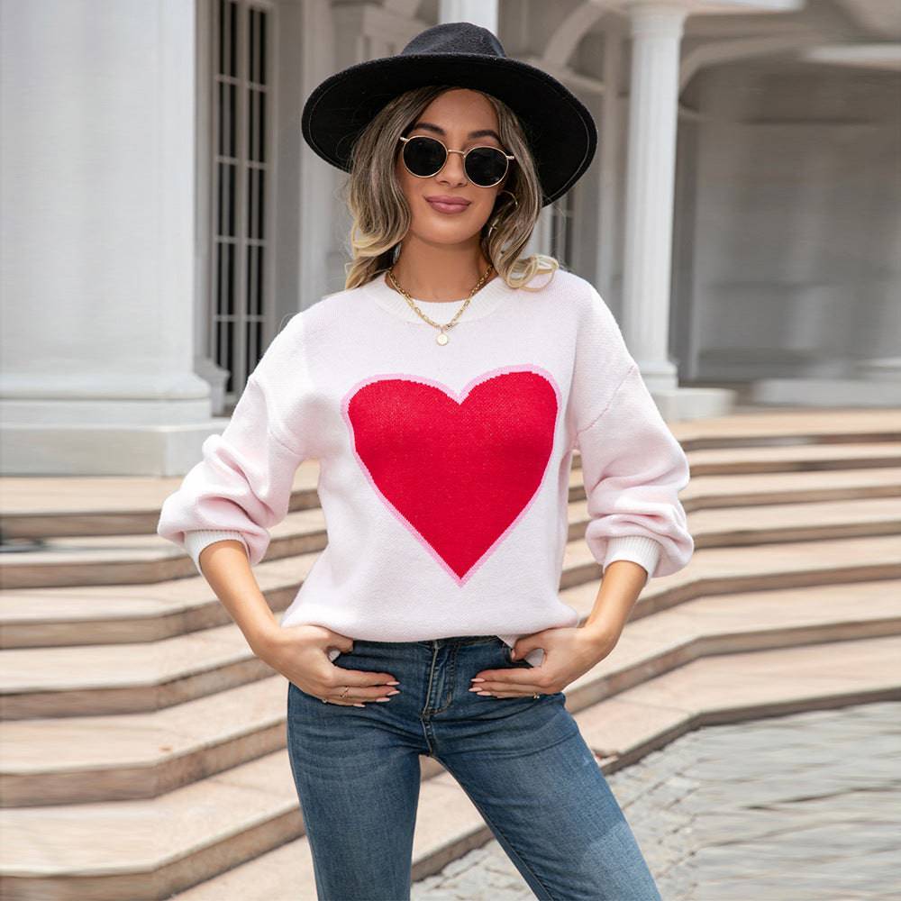 Valentine's Loose Fit Color Block Sweater    