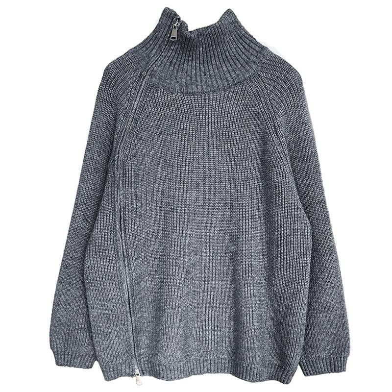 Lazy Casual Double Headed Zipper Turtleneck Sweater for Women    