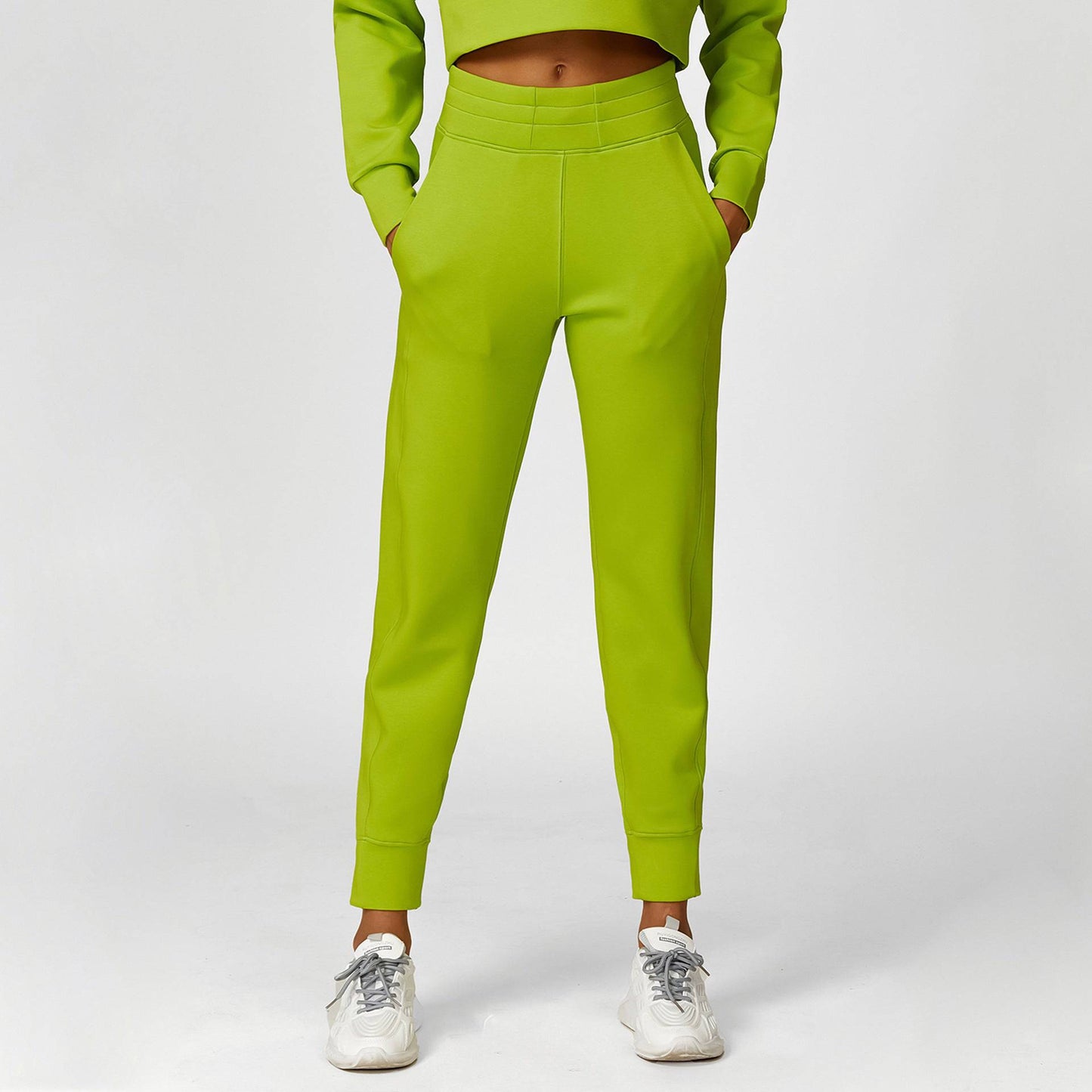 Solid Color High Rise Track Sweatpants for Women - Loose Fit Casual Trousers for Outdoor Running and Fitness    