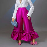 Flared Ruffle High Waist Wide Leg Pants    