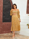 Floral Maxi Dress with Bell Sleeves for Women in Chiffon    