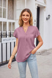 V-Neck Satin Blouse with Ruffle Detail for Women's Summer Office Wear    