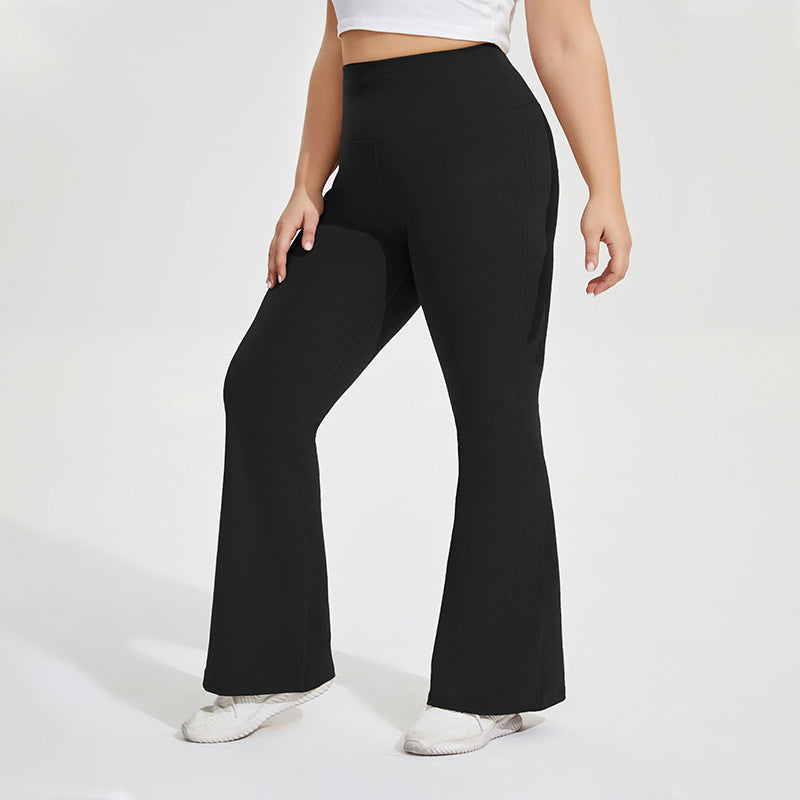 Stylish Plus Size Bell Bottom Yoga Pants with Peach Hip Raise    