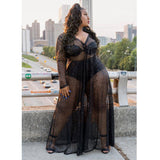 Sexy Perspective Plus Size Maxi Dress with Mesh and Sequins    