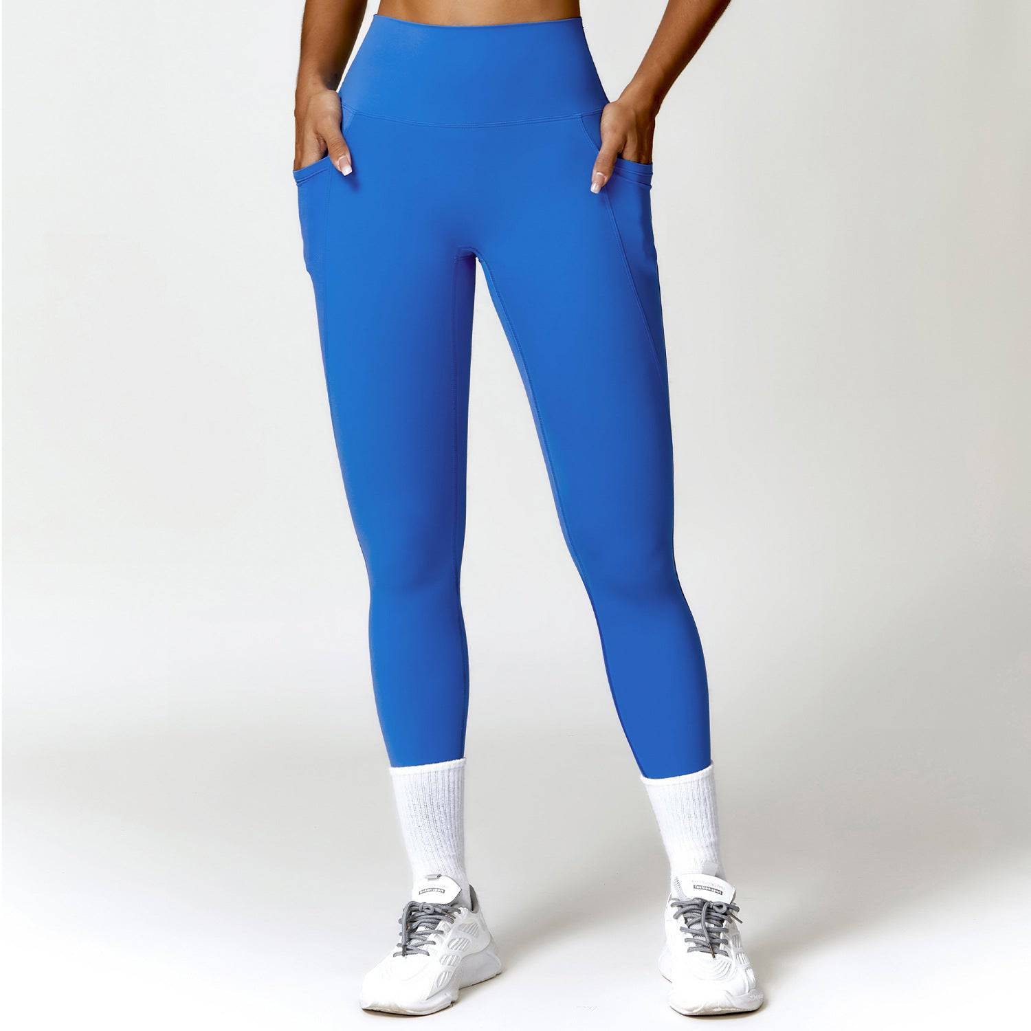 Abdominal Shaping High Waist Yoga Pants with Slimming Pocket  S Blue 