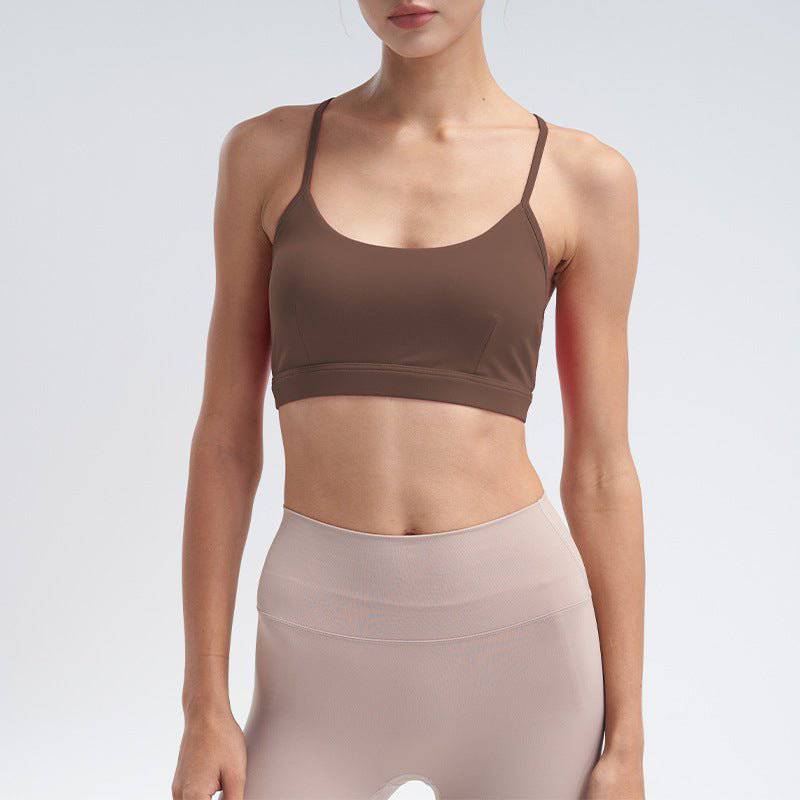 Adjustable Backless Yoga Top with Beauty Back Design  XS/4 Chestnut color 