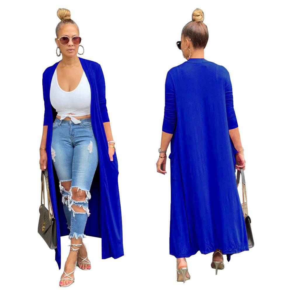 Autumn Casual Loose-Fit Polyester Coat for Women  S Dream Blue 