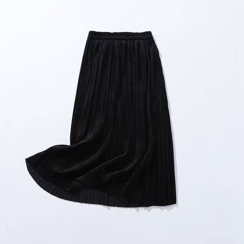 Autumn Elegance Velvet A-Line Midi Skirt    