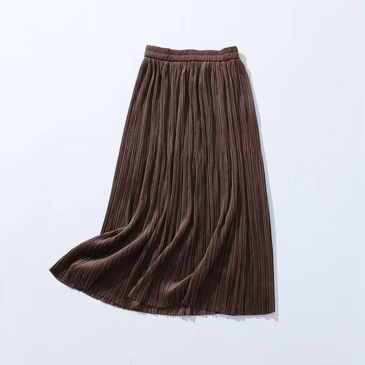 Autumn Elegance Velvet A-Line Midi Skirt    