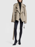 Autumn French Trench Coat with Waist Trim & Double Breasted Design    