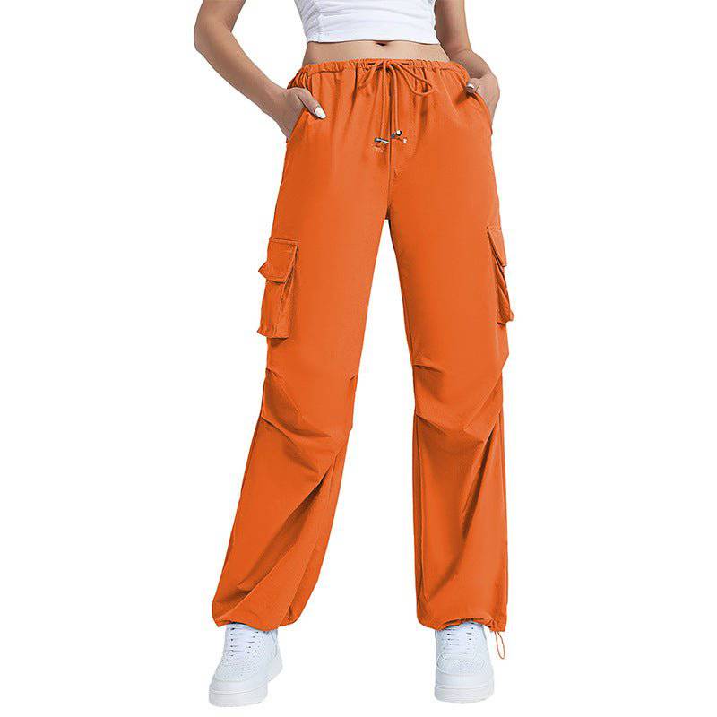 Autumn Retro Wide Leg Women's Pants with Multi-Pocket Design  XS Nacarat 