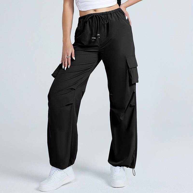 Autumn Retro Wide Leg Women's Pants with Multi-Pocket Design    