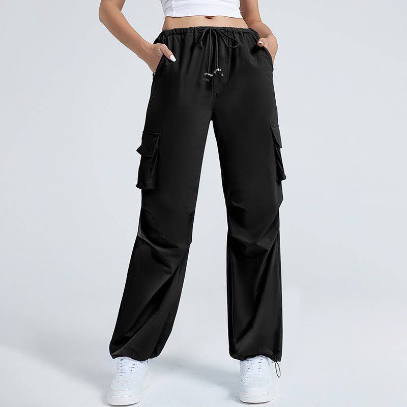 Autumn Retro Wide Leg Women's Pants with Multi-Pocket Design    